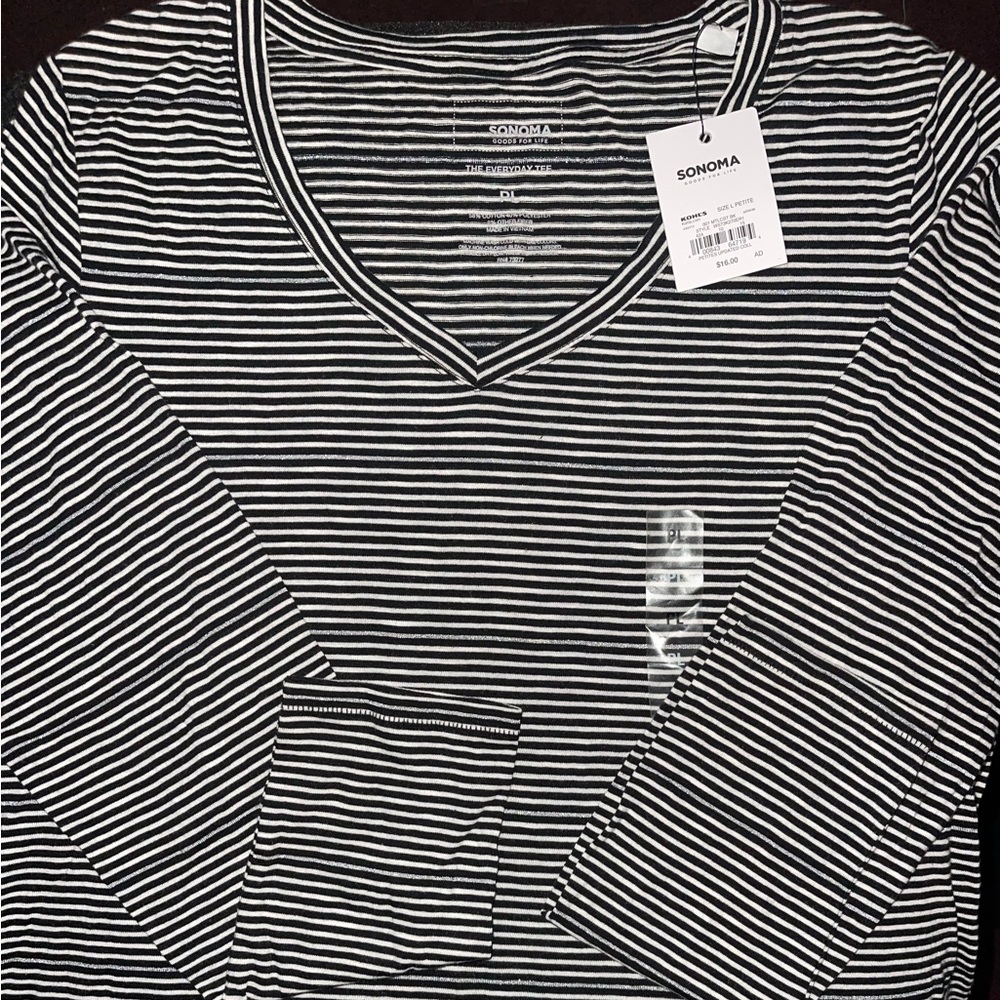 Brand new with tags women’s black and white striped shirt
